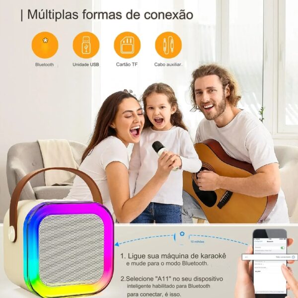 Caixinha De Som Karaokê Bluetooth Com 01 Microfone - Imagem 6