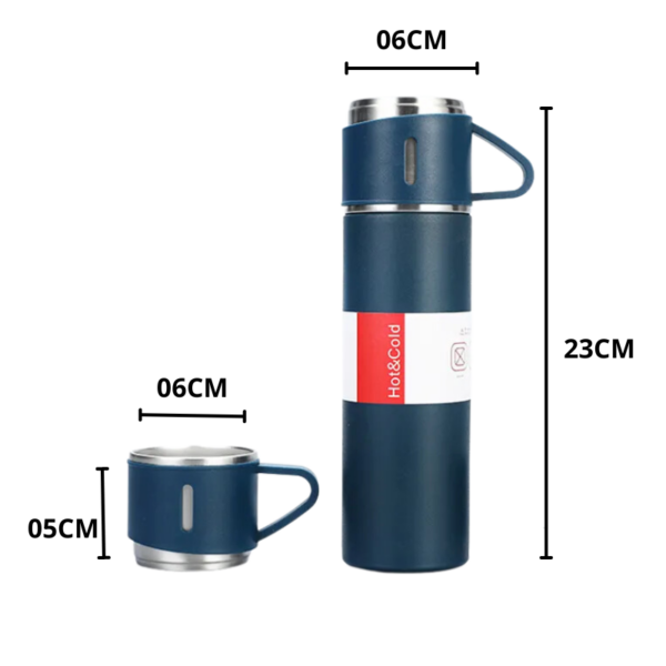 Kit Garrafa Térmica Inox 500ml Com 3 Xícaras - Imagem 3