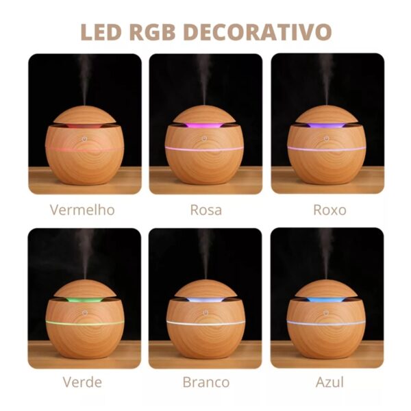 Umidificador Ultrassônico Usb Tipo Madeira Redondo - Imagem 5