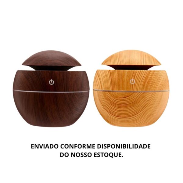 Umidificador Ultrassônico Usb Tipo Madeira Redondo - Imagem 2